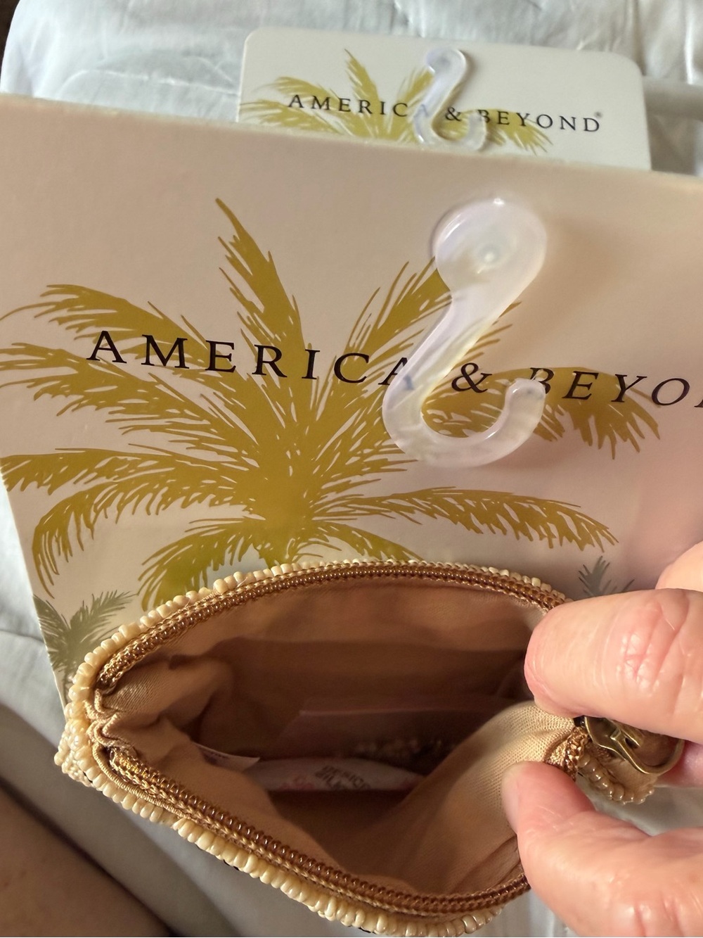 Beige Beaded Leopard Zip Pouch - Picture 4 of 4